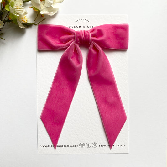 Charleen Velvet Bow - Candy Pink