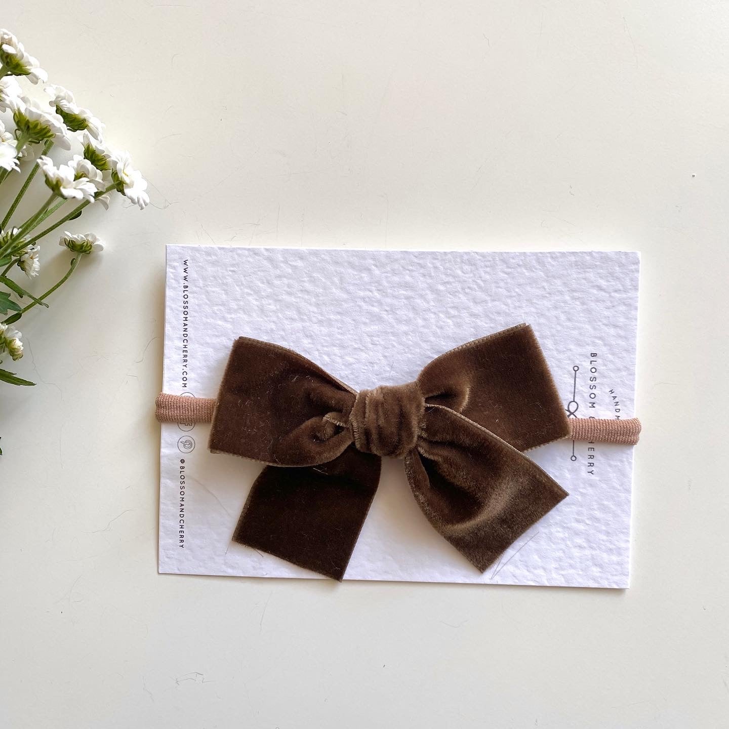 ISLA Brown Velvet Bow || Headband or Clip