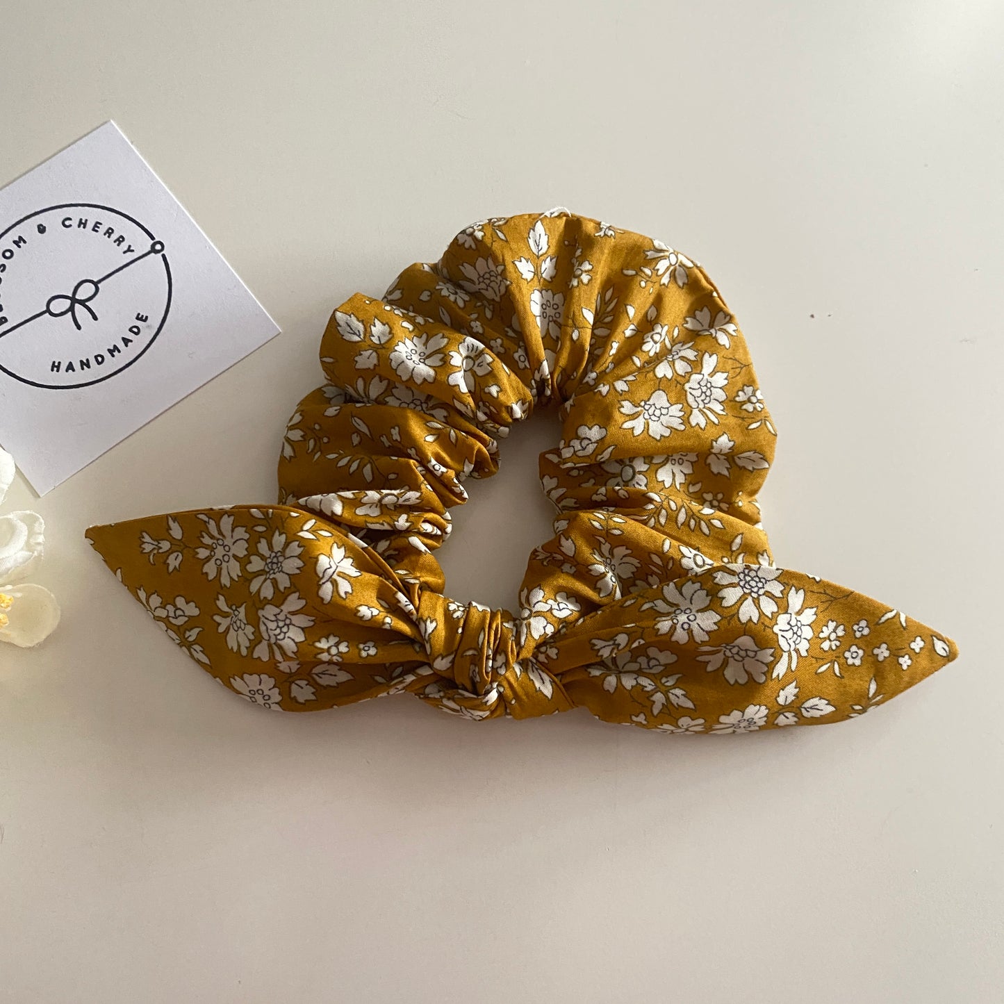 Liberty Capel Mustard Bow Scrunchie